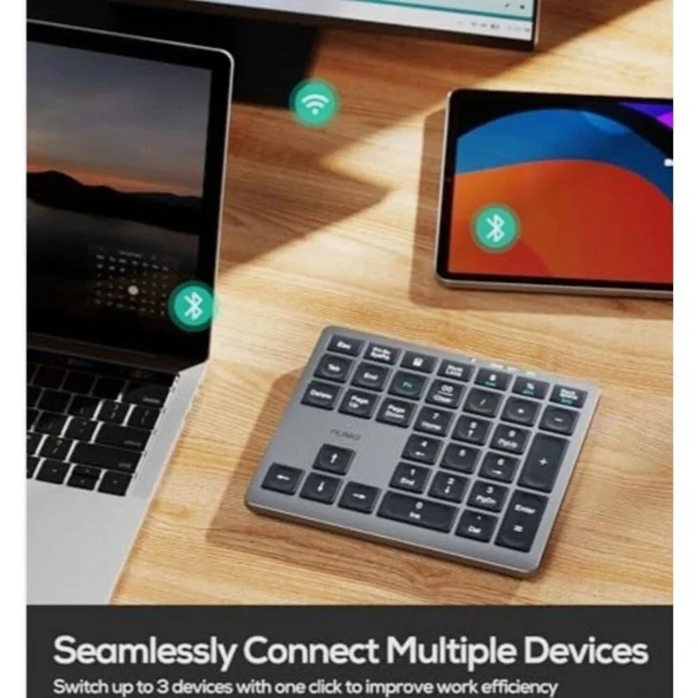 Nulea Bluetooth 5.0 & 2.4G Wireless 34-Key Numeric Keypad - USB-C Rechargeable